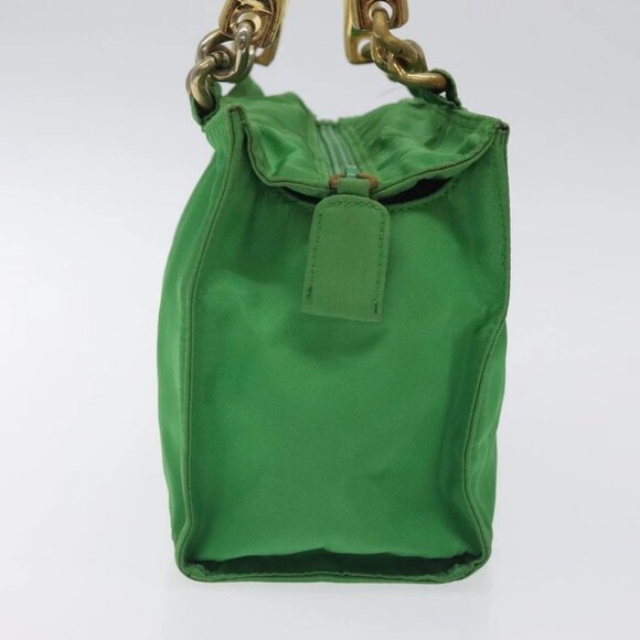 PRADA Hand Bag Nylon Green Gold - Picture 4 of 16